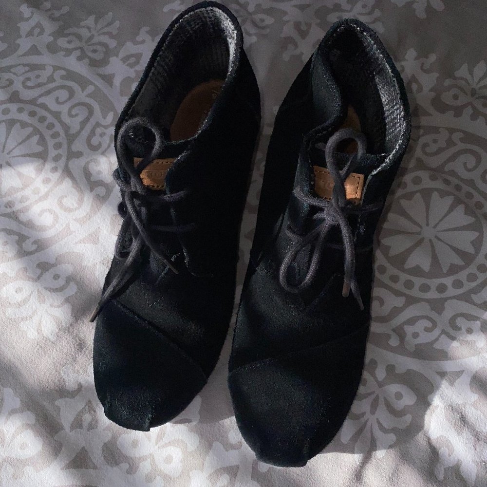 TOMS lace up boot wedges